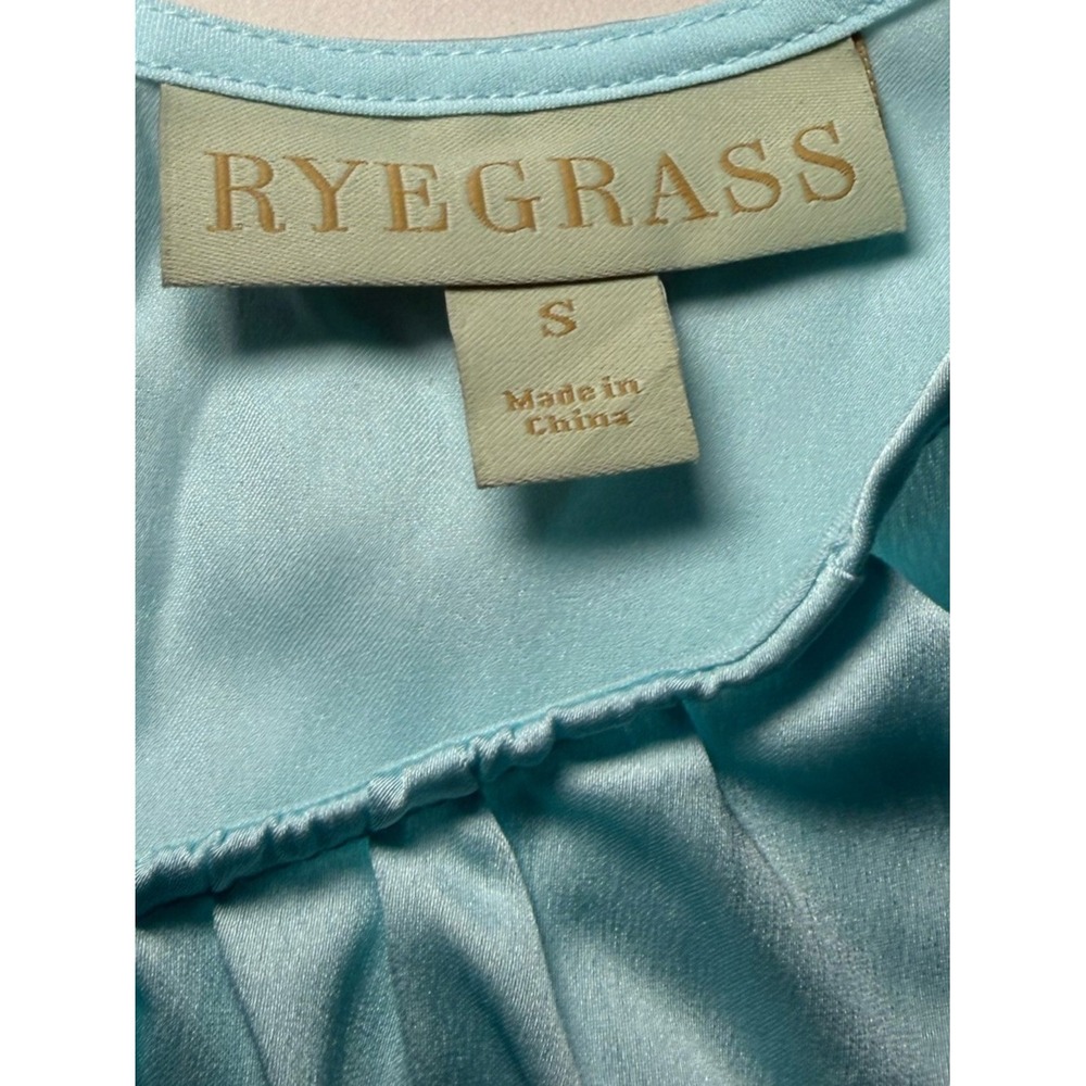 Ryegrass Aqua Haze Satin Eyelet Sleeve Blouse Top Small NWT - Picture 2 of 8
